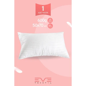 Çizgili Saten Fermuarlı Antialerjik Yıkanabilir Silikon Elyaf Yüksek Dolgulu Vakumlu Yastık 900 gr