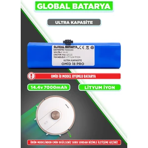 Global Batarya Omid I8 Pro Uyumlu Akıllı Robot Süpürge Bataryası 14.4v 7000mah Li-Ion Pil (Ultra Kapasite)
