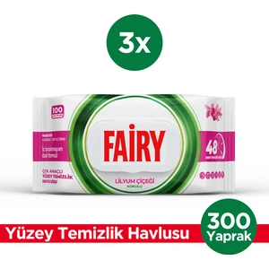 Çok Amaçlı Yüzey Temizlik Havlusu 100 Yaprak 3 Adet | Lilyum Çiçeği | Beyaz Sirke Karbonat