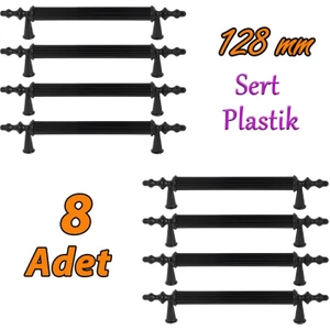 8 Adet Sert Plastik Polavit Siyah 128 mm  Mobilya Mutfak Çekmece Dolap Dolabı Kulpu Kulbu Kulpları