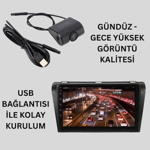 Dash Cam - Yüksek Çözünürlüklü Araç Ön Kayıt Kamerası Araç Multimedya Sistemi Uyumlu - USB Bağlantı