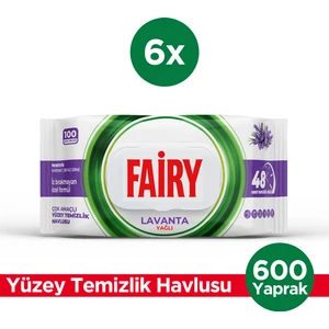 Çok Amaçlı Yüzey Temizlik Havlusu 100 Yaprak 6 Adet | Lavanta Yağlı | Beyaz Sirke Karbonat