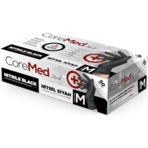 Coremed Ekstra Kalın Siyah Nitril Eldiven Xl 1 Paket 50 Adet