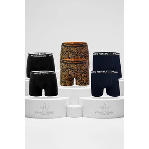 Erkek 6'lı Lüx Kutulu Pamuklu ve Likralı Desenli Boxer