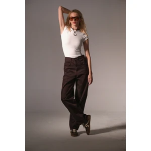 Toka Detaylı Bol Kesim Geniş Paça Rahat Baggy Jean Kot Salaş Kadın Pantolon @milano