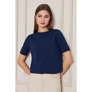 Kadın Bisiklet Yaka Kısa Kollu Triko Bluz Basic Bluz 25222