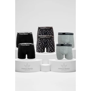 Erkek 6'lı Lüx Kutulu Pamuklu ve Likralı Desenli Boxer