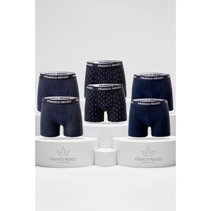 Erkek 6'lı Lüx Kutulu Pamuklu ve Likralı Desenli Boxer