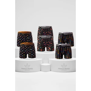 Erkek 6'lı Lüx Kutulu Pamuklu ve Likralı Desenli Boxer