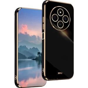 M.tk moveteck Xiaomi Redmi 14C Kılıf Kamera Korumalı Parlak Gold Altın Işlemeli Kenarlı Yumuşak Silikon Kapak