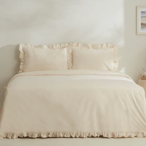 Karaca Home Pure Ruffle %100 Pamuk King Size Nevresim Takımı Açık Bej