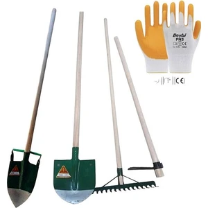 9 Parça Bağ Bahçe Set Saplı Fide Dikme Bel Depkili Kürek Tırmık Üçgen Çapa + Eldiven