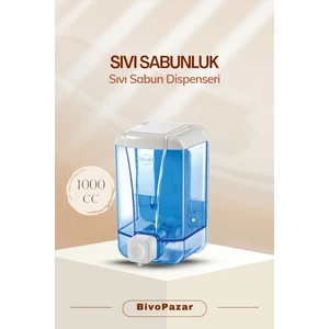 Sıvı Sabun Aparatı (Sıvı Sabun Dispenseri) 1000 cc Şeffaf Mavi