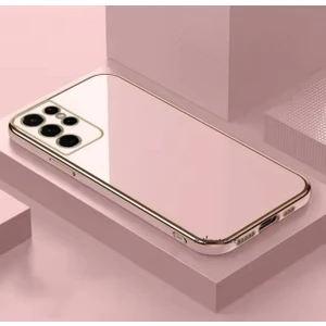 M.tk moveteck Samsung Galaxy S25 Ultra Kılıf Kamera Korumalı Parlak Gold Altın Kenarlı Yumuşak Silikon Kapak