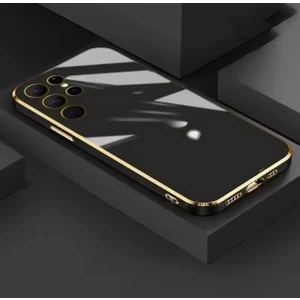 M.tk moveteck Samsung Galaxy S25 Ultra Kılıf Kamera Korumalı Parlak Gold Altın Kenarlı Yumuşak Silikon Kapak