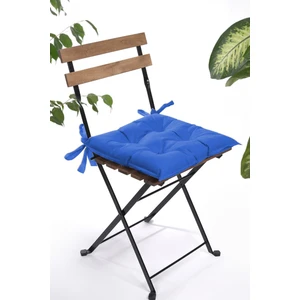 Düz Dekoratif Pofidik Sandalye Minderi Bağcıklı 40 x 40 (Mavi)