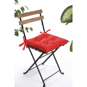Düz Dekoratif Pofidik Sandalye Minderi Bağcıklı 40 x 40 (Kırmızı)