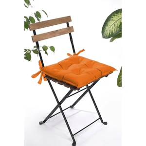 Düz Dekoratif Pofidik Sandalye Minderi Bağcıklı 40 x 40 (Turuncu)