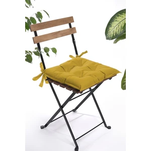 Düz Dekoratif Pofidik Sandalye Minderi Bağcıklı 40 x 40 (Sarı)