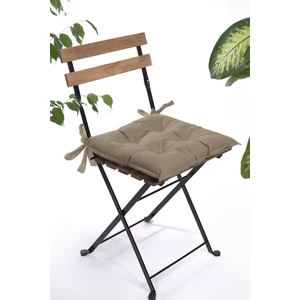 Düz Dekoratif Pofidik Sandalye Minderi Bağcıklı 40 x 40 (Kahve)