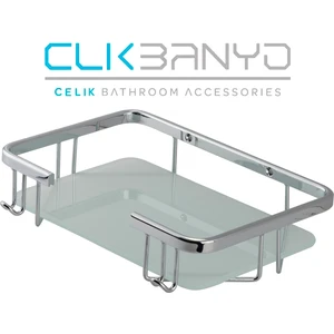 Çelik Banyo Tacı Tekli Camlı Kare Süngerlik 22*15
