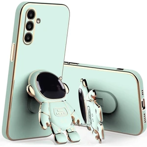 M.tk moveteck Samsung Galaxy A36 Kılıf Astronot Standlı Sevimli Parlak Gold Detaylı Altın Kenarlı Tam Korumalı