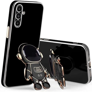 M.tk moveteck Samsung Galaxy A16 Kılıf Astronot Standlı Sevimli Parlak Gold Detaylı Altın Kenarlı Tam Korumalı