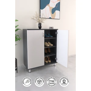 Hediyeler Kapında 4 Raflı 2 Kapaklı Ayakkabı Dolabı Antre Hol Çok Amaçlı Ayakkabılık