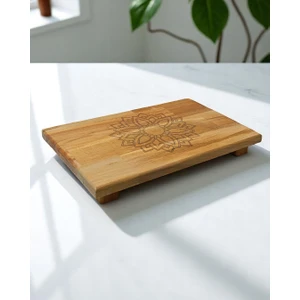 Royal Hediyelik 30X20CM 1 Adet Küçük Boy, Sunum, Kesme Tahtası Motifli, Mandala Desenli 4 Ayaklı, Mutfak Eşyası
