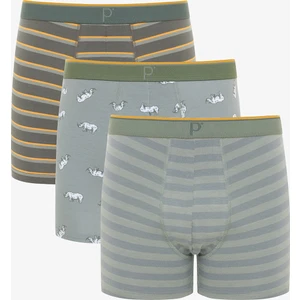 Stripe Design Çok Renkli 3lü Boxer Külot