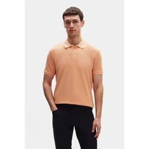 Regular Fit Kayısı Pike Dokulu %100 Pamuk Kıvrılmaz Polo Yaka Nakışlı T-shirt 4HC14ORT51000