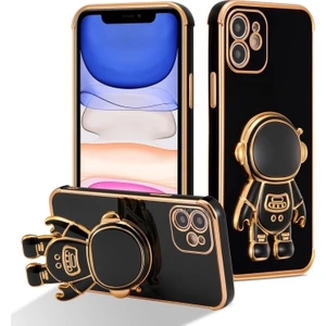 M.tk moveteck Samsung Galaxy A06 Kılıf Astronot Standlı Sevimli Parlak Gold Detaylı Altın Kenarlı Tam Korumalı