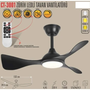 Cata CT-3001 Zurih Ledli Tavan Vantilatörü