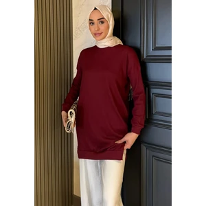 Kadın Bisiklet Yaka Yırtmaç Detaylı Bürümcük Tesettür Tunik P-00016048