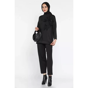 Yaka Çiçek Detaylı Tunik Pantolon Tesettür Ikili Takım P-00015931