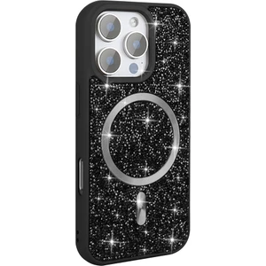 Apple iPhone 16 Pro Max Kılıf Pırlanta Tasarımlı Kablosuz Şarj Özellikli Mozaik Silikon Kapak