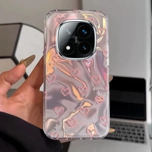 Xiaomi Redmi Note 14 Pro Plus 5g Uyumlu Kılıf  Pink Heart Silikon Kılıf Pembe