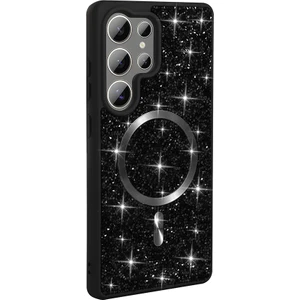 Samsung Galaxy S25 Ultra Kılıf Pırlanta Tasarımlı Kablosuz Şarj Özellikli Mozaik Silikon Kapak