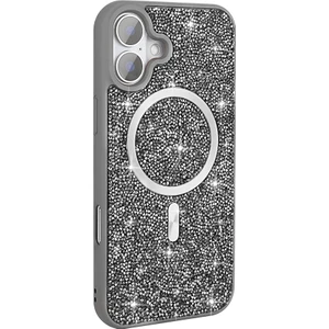 Apple iPhone 16 Plus Kılıf Pırlanta Tasarımlı Kablosuz Şarj Özellikli Mozaik Silikon Kapak