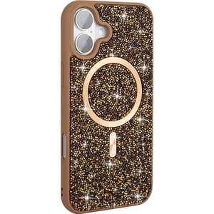 Apple iPhone 16 Plus Kılıf Pırlanta Tasarımlı Kablosuz Şarj Özellikli Mozaik Silikon Kapak