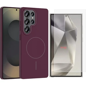 Samsung Galaxy S24 Ultra Kılıf M-safe Şarj Özellikli Zore Ruby Sert Kapak + Nano Ekran Koruyucu