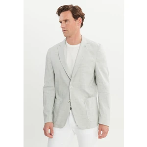 ALTINYILDIZ CLASSICS Erkek Gri Slim Fit Dar Kesim Mono Yaka Cepli Desenli Magic Ceket