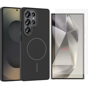 Samsung Galaxy S24 Ultra Kılıf M-safe Şarj Özellikli Zore Ruby Sert Kapak + Nano Ekran Koruyucu