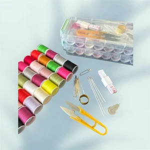 Ozn Aksesuar Iki Katlı Kutulu Dikiş Seti, Organizerli Set, Iğne Seti, Makas, Yüksük, Mezura (56 Parça)