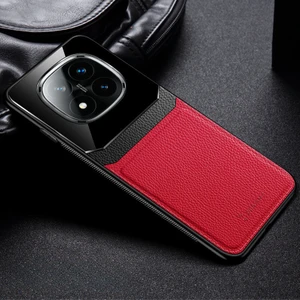 Xiaomi Poco X7 Uyumlu Kılıf  Lens Deri Kılıf Kırmızı