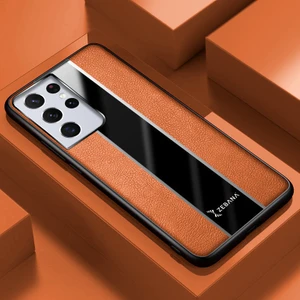 Samsung Galaxy S25 Ultra Uyumlu Kılıf  Premium Deri Kılıf Kahverengi