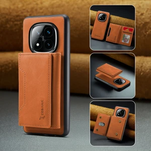 Xiaomi Poco X7 Uyumlu Kılıf Zebana 2in1 Elite Class Cüzdanlı Deri Kılıf Kahverengi