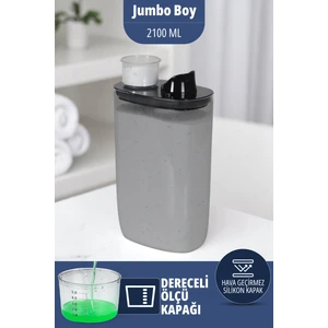 Silikon Kapaklı Ölçekli Toz Sıvı Tablet Deterjan Saklama Kabı Kutusu 2100 ml