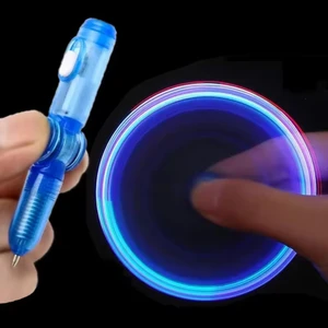 Spinoglow LED Işıklı Fidget Spinner Kalem - 3 Fonksiyonlu Tükenmez Kalem, Dönen Oyuncak, Gece Parlayan