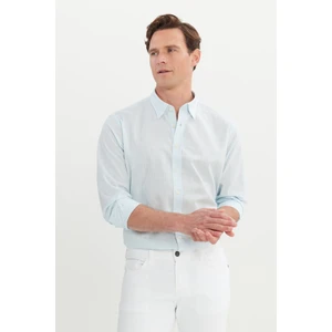 Altınyıldız Classics Erkek Açık Mavi Comfort Fit Rahat Kesim Gizli Düğme Yaka %100 Pamuk Flamlı Gömlek